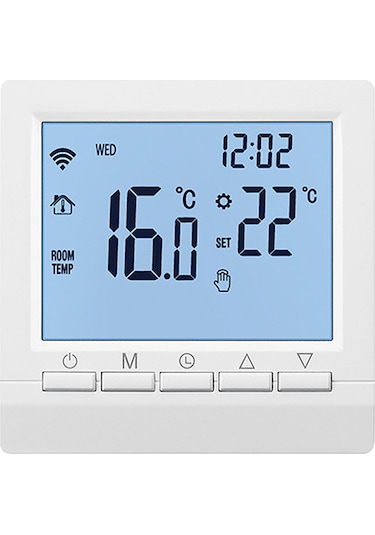 Mufunye Beyaz Işıklı Lcd Ekranlı, Dokunmatik Tuşlu, 5+2 Haftalık Programlanabilir, Çocuk Kilidi Ve Düşük Sıcaklık Korumalı, Pilli Kombi Termostati Piller Dahil Değil