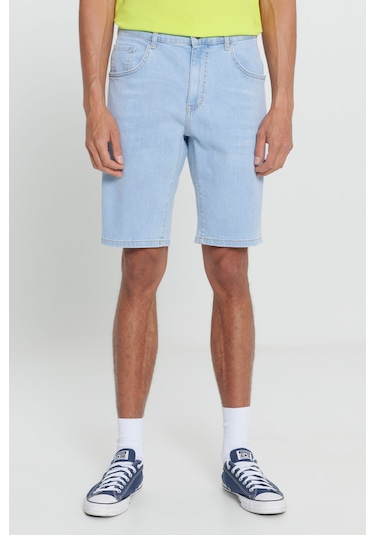 Ac&Co / Altınyıldız Classics Erkek Acık Mavı Slim Fit Dar Kesim Pamuklu Esnek Denim Şort