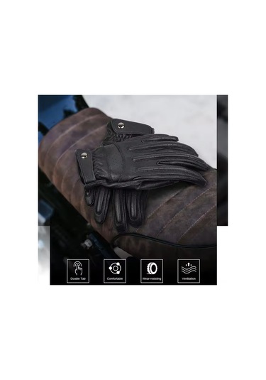 Mufunye Xl Siyah Kuzulu Motorcu Eldiveni - Dokunmatik Ekran, Solunumlu, Darbe Emici Sponge Ve Kayma Önleyici Eldiven