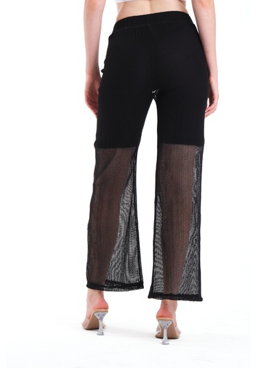 Astarlı Kare File Pantolon Siyah