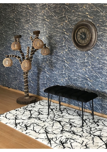 Yirmi15 Metal Ayaklı Eco Black Babyface Puf & Bench