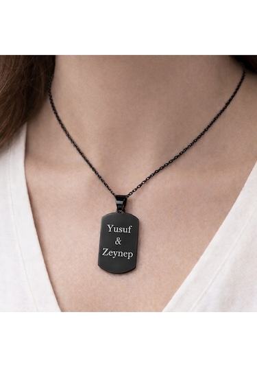 Çelik Kolye Kişiye Öze L017 Siyah