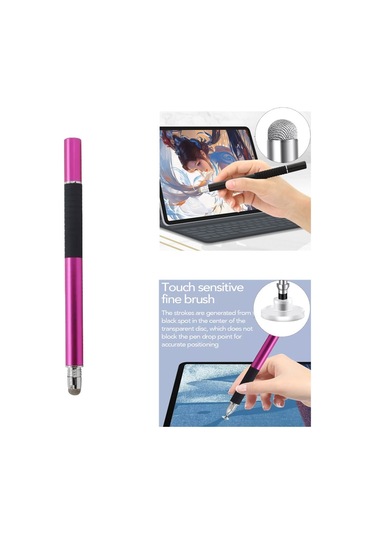 At-31 İletken Kumaş Kafa Hassas Enayi Kapasitif Kalem Kafası 2'si 1 Arada El Yazısı Kalem Kalemi İle Gül Kırmızısı