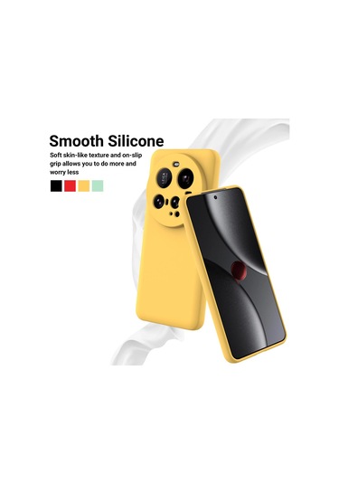 Xiaomi 15 Ultra Düz Renkli Sıvı Silikon Damlamaz Tam Kapsama Telefon Kılıfı Sarı