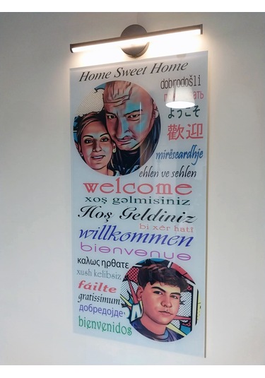 Kişiye Özel Kırılmaz Cam Baskı Hoşgeldiniz Karşılama Yazısı+ışık