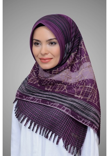 Şarabi Pratik Hazır Geçmeli Tesettür Eşarp Kesik Elyaf Piliseli Ç Çok Renkli