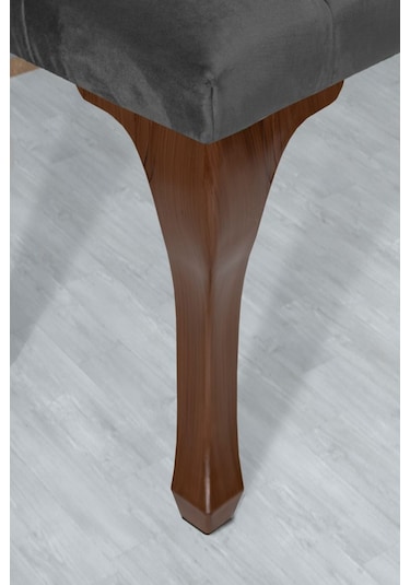 Gazzini Classic Chester Model Kapitoneli Puf- Ceviz Ayak, Gri Kumaş