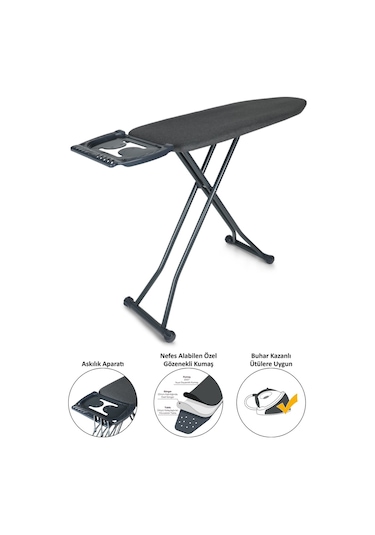 Perilla Silvia Ütü Masası Ironika Kalın Borulu Kurutmalık Set - Antrasit Antrasit