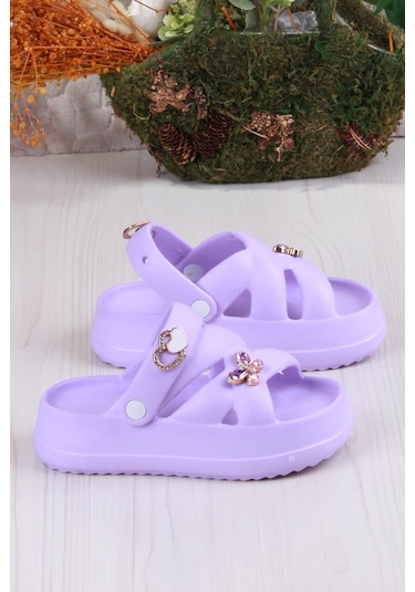 Fort Clx 6980 Plaj Deniz Havuz Terliği Hafif Rahat Esnek Kız Çocuk Terlik Mor