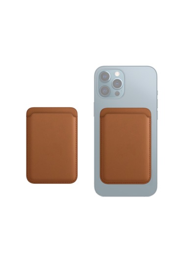 Nettech Telefon Mıknatıslı Deri Kartlık Cüzdan - Kahverengi