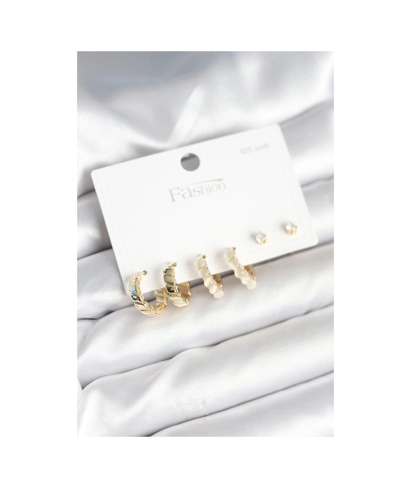 Dodes Dodes Gold Renk Pirinç Halka 925 Ayar Gümüş Çivili Kadın Küpe Seti Tg27bkp11272 Çok Renkli