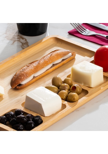 Porsima 2075 6 Bölmeli Bambu Kahvaltı Sunum Tabağı Çerezlik Tabak