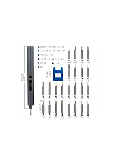 Tcherchi UD19744 28 In 1 Arada Elektrikli USB Hızlı Şarj Tornavida Seti