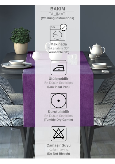 Kadife Efektli Tatlı Mor Rengi Aura Serisi Runner 40 X 140 Tatlı Mor