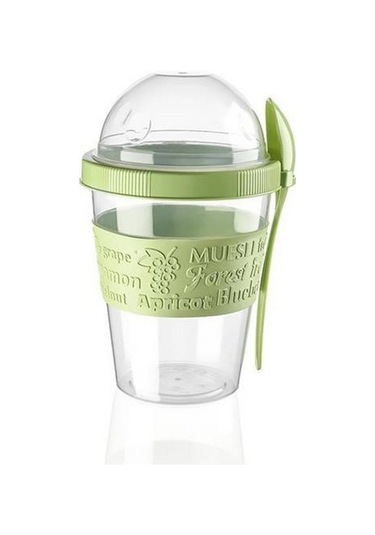 Taken Go Kapaklı Kaşıklı Pratik Taşınabilir Meyveli Yoğurt Kabı Şeffaf