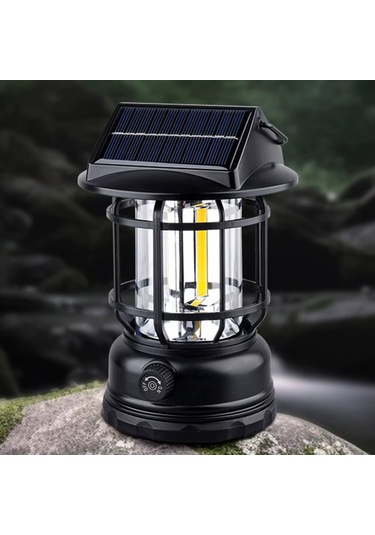 Pr-7900 Güneş Enerjili Şarj Edilebilir Kamp Lambası Işıldak 10w Siyah