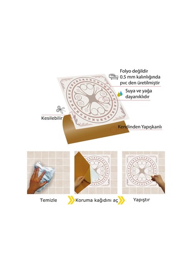 Tink KENDİNDEN YAPIŞKANLI SOFT YUVARLAK DESENLİ PVC KARO 30X30 CM