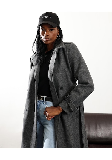 Antrasit Kruvaze Kaşe Palto D99618 Antrasit