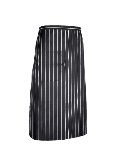 Suntek Cepli Unisex Çizgili Şef Önlüğü Restoran Siyah Siyah