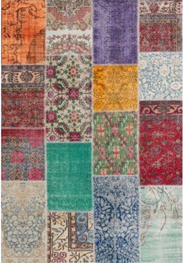 Çam Halı Gloria Td776 Multi Patchwork Desen Dokuma Saçaklı Kilim