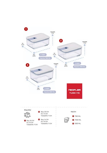 Neoflam Perfect Seal Cam Saklama Seti 6 Parça