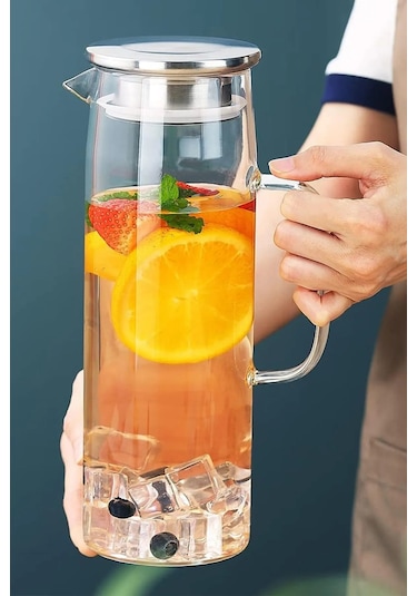 Kapris Metal Kapaklı Cam Sürahi 1300 Ml Sa6863