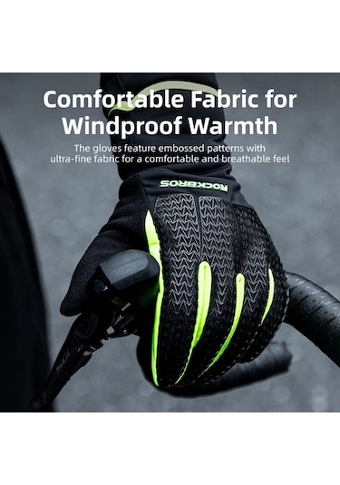 Rockbros S339 1 Çift Dokunmatik Ekran Pamuk Rüzgar Geçirmez Bisiklet Eldiveni