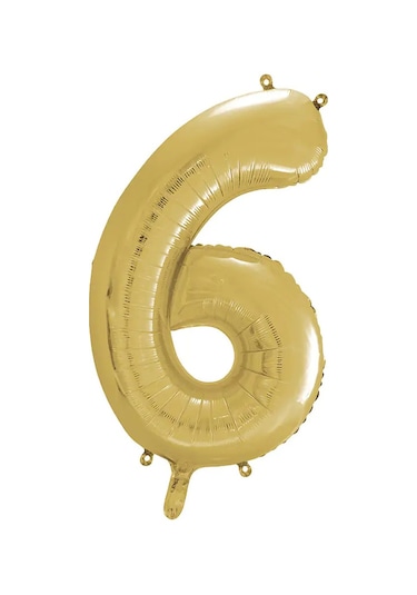 1 Adet 34 İnç 85 Cm Gold Folyo Balon Helyum Balon 6 Yaş Balonu 6 Rakam Balon GOLD