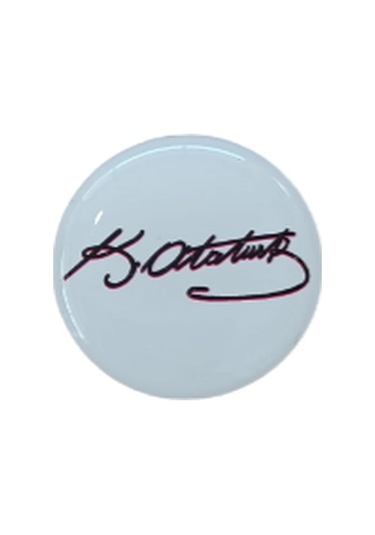 K.atatürk İmzalı Yuvarlak Etiket Damla Sticker Siyah 3cm