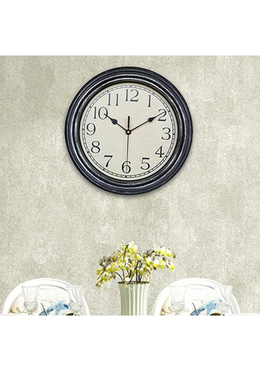 Homyl Antika Tarzı Yuvarlak Duvar Saati Banyo Yurt Dekorları 12 Antika Sarısı