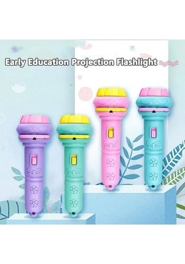 Novahub Çocuk Projeksiyon El Feneri, 80 Desen Kartlı, 11,5x4,3cm, Mor, Çocuklar İçin Yatma Zamanı Işığı Mor