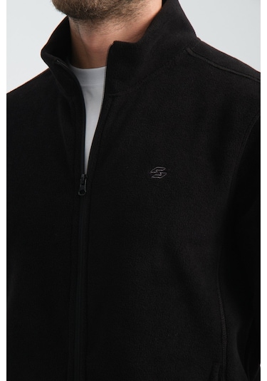 Shooter Sportswear Erkek Polar Sweatshirt Kışlık Standart Fit Outdoor Karyoka Dikiş Detaylı Siyah