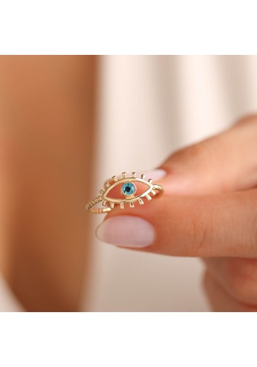 14 Ayar Altın Göz Yüzük Eyelash T11141 Renkli