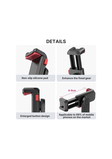 Konesam Siyah Plastik Telefon Tutucu, 360 Açı Ayarlı, Çift Soğuk Ayaklı, 6-9cm Genişlik Aralığı, Kolay Kilitlenme, Hafif Ve Taşınabilir