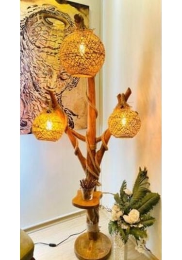 ArtAğaçTasarım Ağaç Lambader Doğal Ahşap Halikarnas Serisi Min. 180 Cm