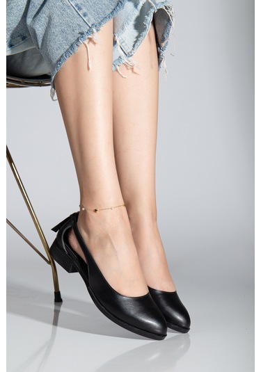 Volpen Cilt Kısa Topuk Ayakkabı Mint Yeşil Siyah Deri