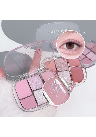 Altı Renkli Mat Pembe Göz Farı Paleti Glitter Mat Göz Farı Yalan İpekböceği 02 9.4g C01