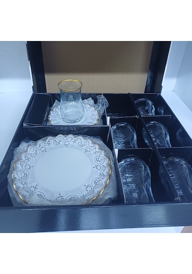 Konak Züccaciye 18 Parça Lüx Cam Çay Seti Çok Renkli