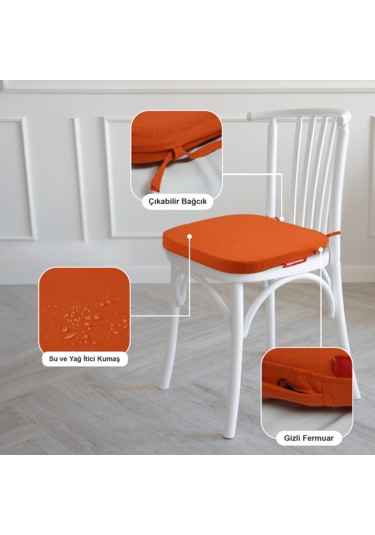 Xpermate 6'lı Standartfit Oval Sandalye Minderi 42x42x5kiremit