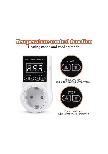 1 Adet Sensörlü Termostat Soketi, Dijital Sıcaklık Kontrol Soketi, Su Geçirmez Sıcaklık