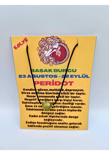 Sertifikalı Başak Burcu Peridot Taşı Doğal Taş Kolye Çok REnkli