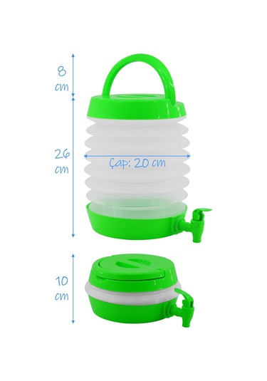Musluklu Katlanır Su Bidonu Outdoor Akordiyon Kamp Çeşme Piknik Damacana İçecek Şişesi Kova Yeşil
