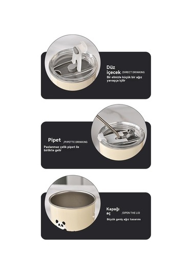 Pazly Panda Kapaklıpaslanmazçelik Hasır Fincan Büyük Beyaz Beyaz Bardak Aurora Zl Beyaz