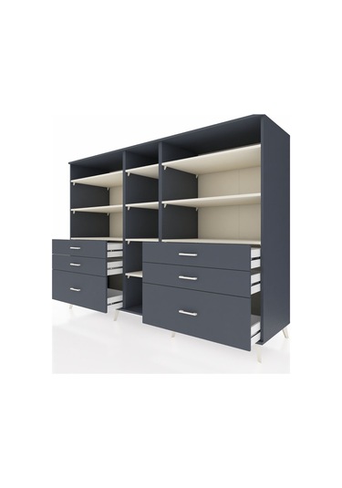 Kronos Dolap 10 Raflı 6 Çekmeceli 220x59x163 Antrasit-aytaşı/ant Antrasit-aytaşı/antrasit