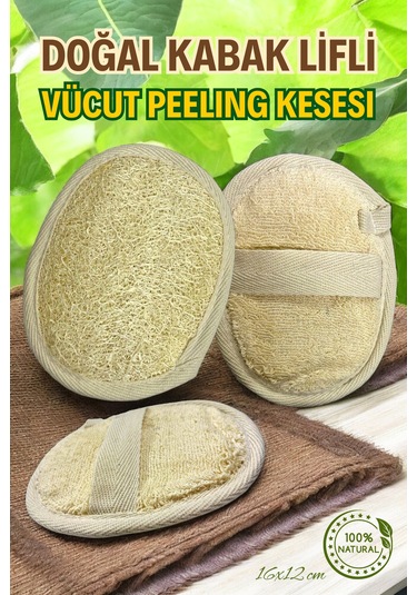 Em Amanos Beauty Oval Doğal Kabak Lifi Vücut Peeling Kesesi