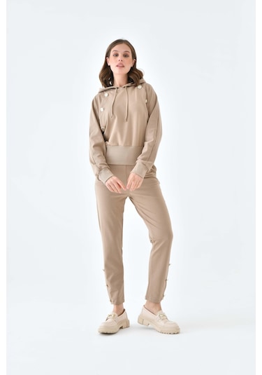 Ftz Women Kadın İki İp Düğme Detaylı Takım Beige 30640-beige Bej