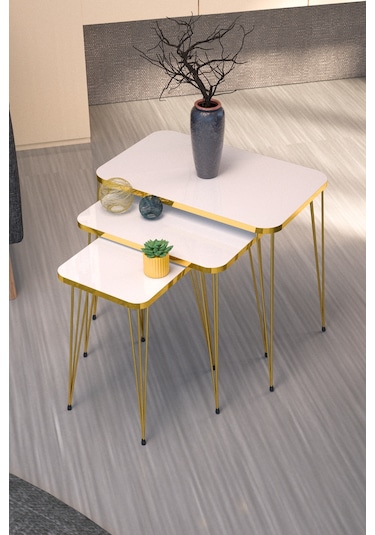 Zigon Sehpa Kr Gold Beyaz Tel