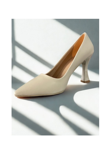 Cilt Deri Bej Stiletto Ayakkabı Bej