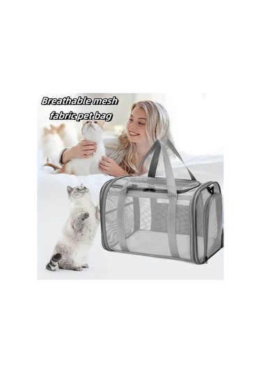 Qingmipy Kediler Ve Küçük Köpekler İçin Katlanabilir, Havalı Taşıma Çantası - Mavi