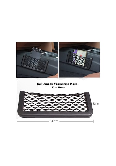 Araç File Kese Telefonluk Çok Amaçlı File Yapışma Model 8cmx20cm